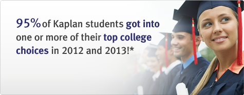 95% of Kaplan students got into one or more of their top college choices in 2012!