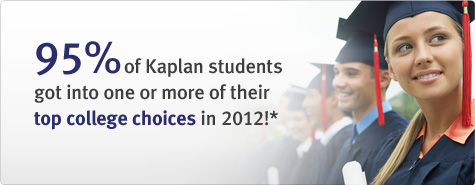 95% of Kaplan students got into one or more of their top college choices in 2012!